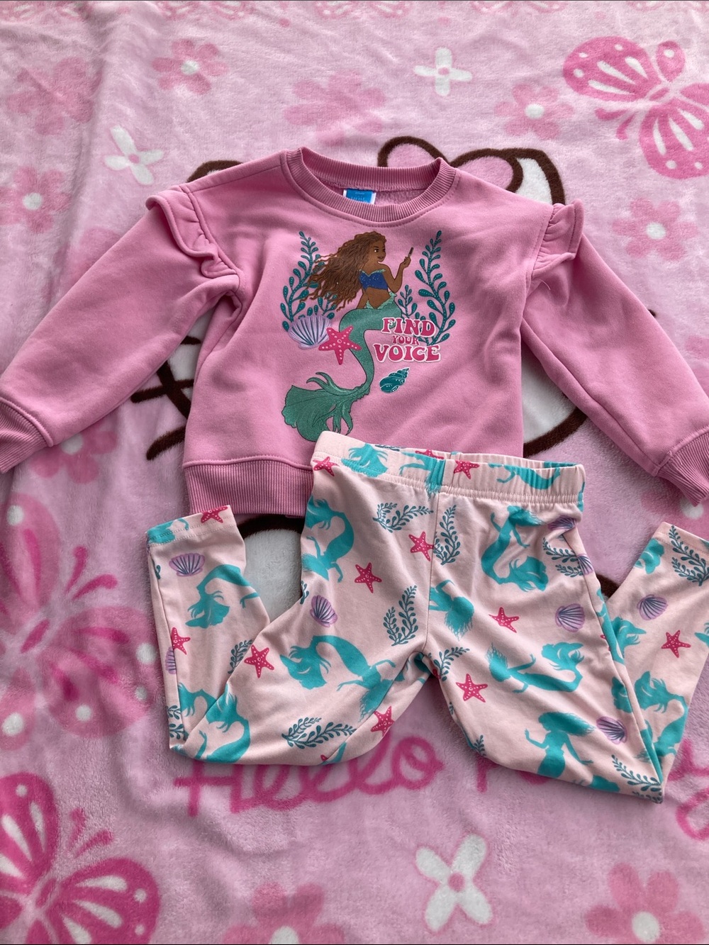 Disney Pink Mermaid Sweatshirt and Mermaid Print Pants
